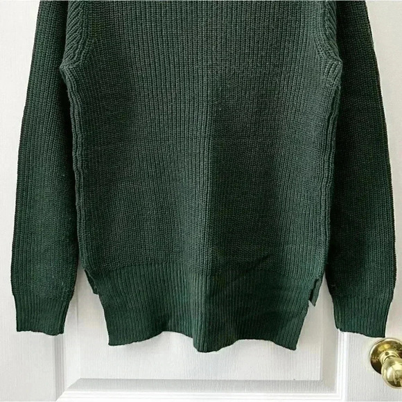 Devoted Sweater Lace Tie Front Keyhole Neckline High Low Hem Green Size Small - Picture 9 of 16